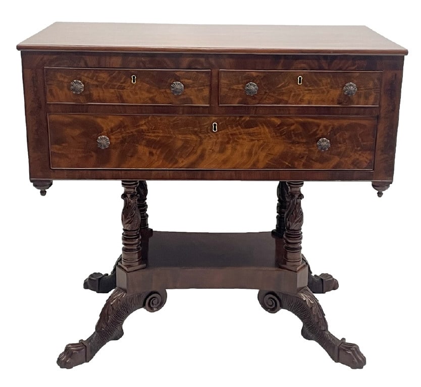 NYC FEDERAL CLASSICALLY CARVED MAHOGANY SERVER 34" X 36" X 19 1/2" (1 of 8)