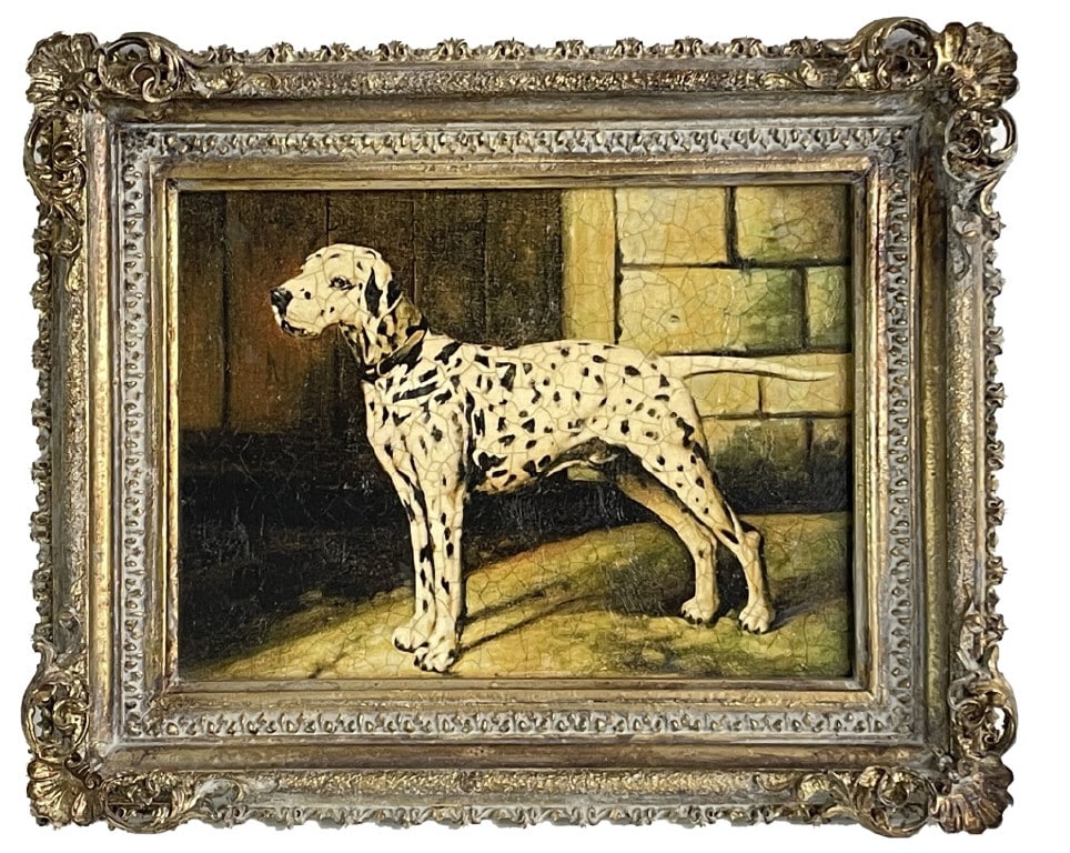 OIL / BOARD "DALMATION" UNSIGNED  4 3/4" X 6 1/2" (1 of 2)