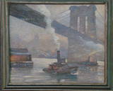 92: Oil On Canvas "Brooklyn Bridge" Sgnd Detureport (?)