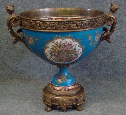 Monumental French Ormolu Mount Centerpiece Bowl: Monumental French Ormolu Mount Centerpiece Bowl, 20" W X 20" Tall