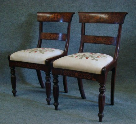 Pair Of Inlaid Sheraton Chairs: Pair Of Inlaid Sheraton Chairs