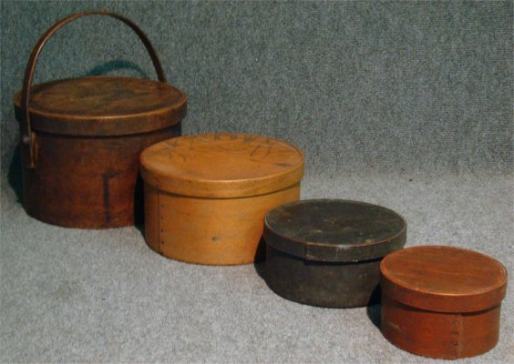 Four 19Th Century Pantry Boxes: Four 19Th Century Pantry Boxes: One With Bale Handle