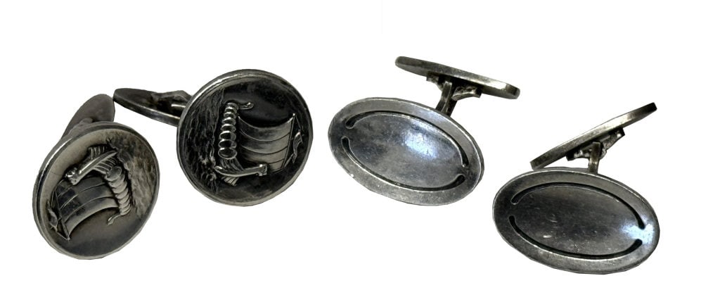 2 PR OF GEORG JENSEN STERLING SILVER CUFF LINKS MODELS 75A & 50  APPROX. .97 TROY OZ (1 of 7)