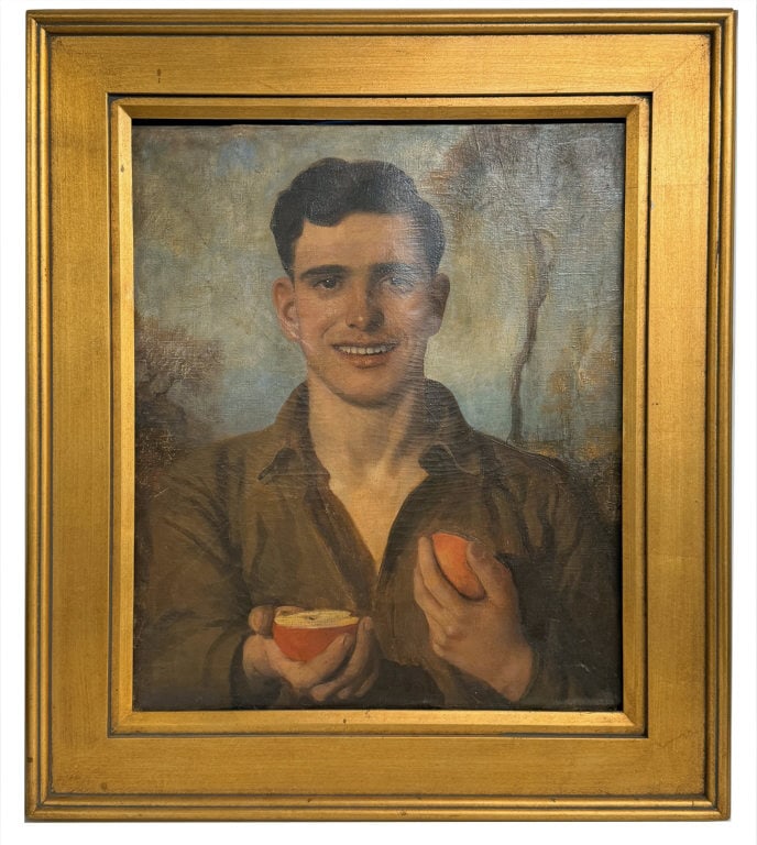 OIL/ CANVAS AMERICAN WPA  PERIOD PORTRAIT UNSIGNED  32" X 27 1/2" (1 of 4)