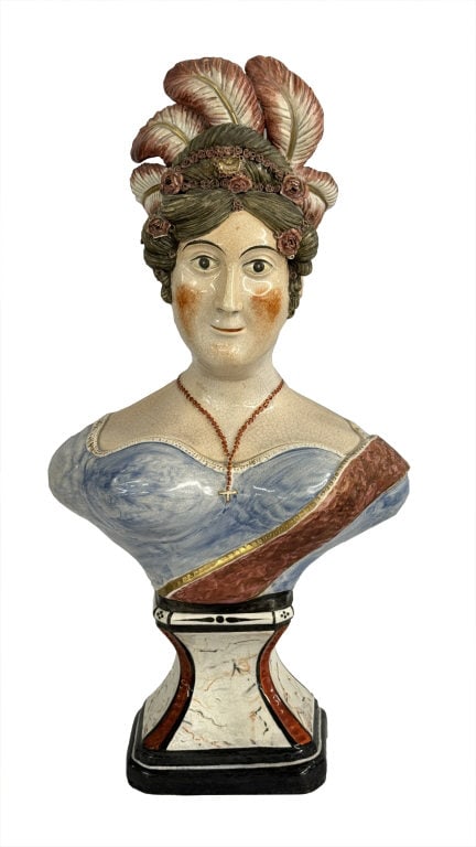 LARGE STAFFORDSHIRE BUST OF PRINCESS CHARLOTTE 22" TALL: LARGE STAFFORDSHIRE BUST OF PRINCESS CHARLOTTE 22" TALL