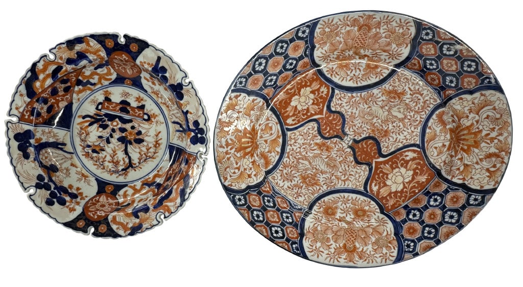 19THC. IMARI OVAL PLATTER & IMARI DEEP DISH PLATTER 15"  & 10 7/8" DISH (1 of 5)