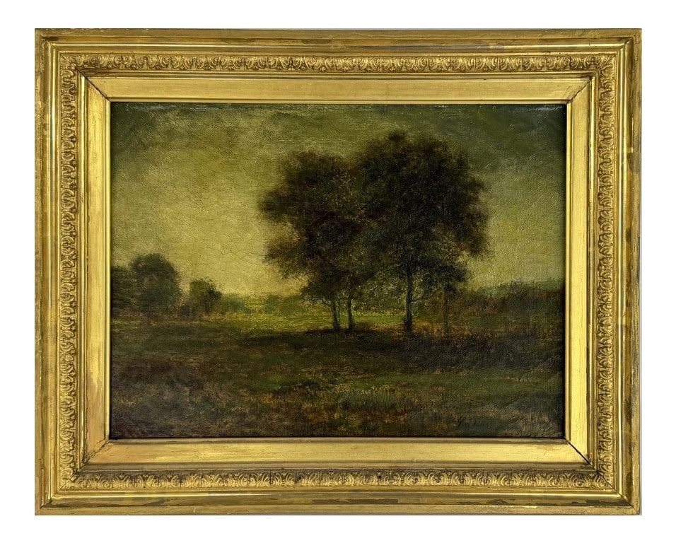 OIL / CANVAS GEORGE INNESS "TONAL LANDSCAPE" 12" X 16" (1 of 4)