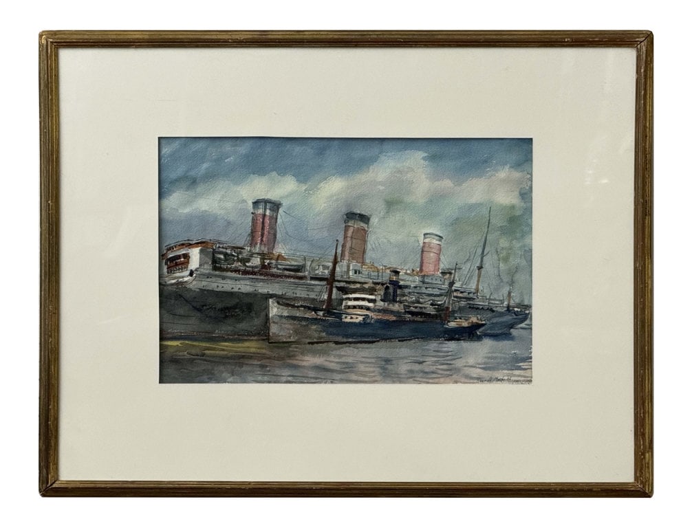 WATERCOLOR BY REGINALD MARSH "THE NORMANDY" 1936 13 1/2" X 19": WATERCOLOR BY REGINALD MARSH "THE NORMANDY" 1936 13 1/2" X 19"