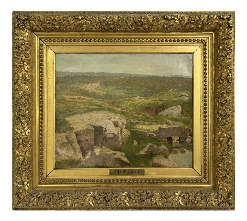 OIL/CANVAS,  A. H. WYANT '68  ADIRONDACK LANDSCAPE ALEXANDER HELWIG WYANT 1836 - 1892 15 1/2" X 18" (1 of 6)