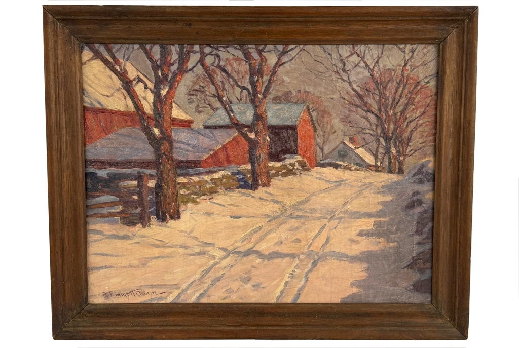 ROBERT EMMETT OWEN, SUMMIT CORNERS BURLINGTON VT, FARM SCENE, OIL / CANVAS 18" X 24" (1 of 6)
