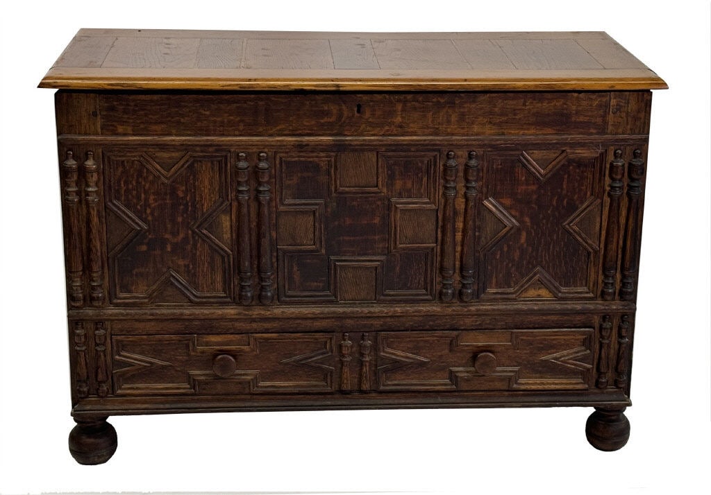 PILGRIM PERIOD BLANKET CHEST, REPLACED TOP 30 1/4" X 45" X 21" (1 of 9)