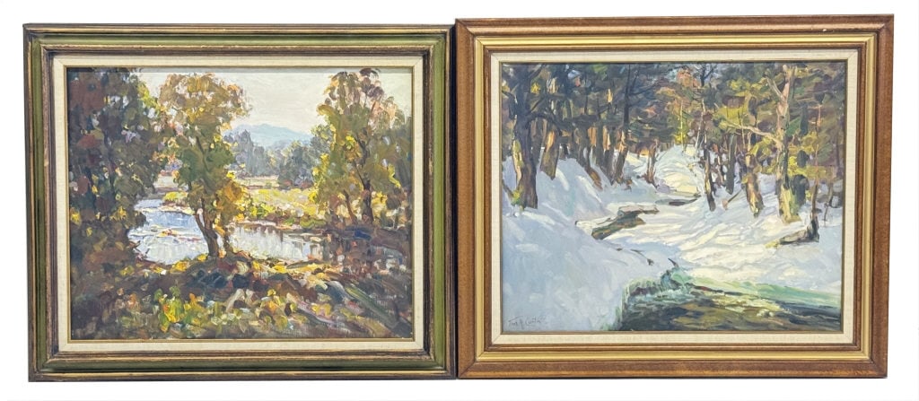 PR OF O/C THOMAS R. CURTAIN "WINTER & SUMMER" (1899 - 1977) 24" X 30" EACH (1 of 7)