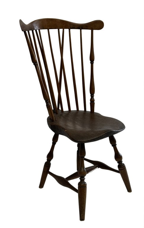 FAN BACK BRACE BACK WINDSOR CHAIR W/ BULBOUS TURNINGS 38 1/2" X 21 3/4" X 19 1/2" (1 of 4)