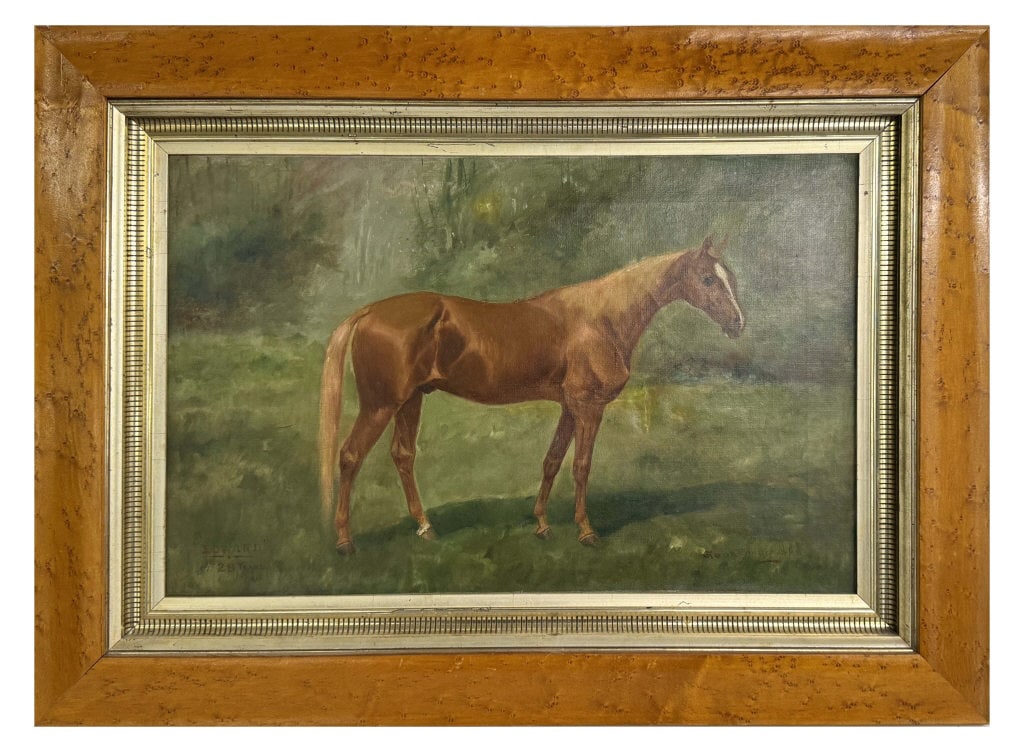O/C HORSE PORTRAIT, EDWARD THE 28 YEAR OLD HORSE GEAN SMITH 1899 (1851 - 1928) 15" X 23" (1 of 4)
