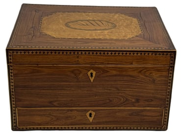 19THC. INLAID LADIES WRITING / JEWELRY BOX 8 1/4" X 14" X 11 1/2"
