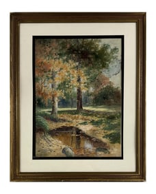 AUTUMNAL LANDSCAPE" WATERCOLOR BY BRUCE CRANE (1857 - 1937) 18" X 13 1/2