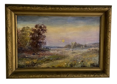 OIL /BOARD BRUCE CRANE TONALIST LANDSCAPE (1857- 1937) 9" X 14"
