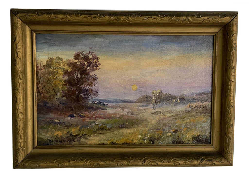 OIL /BOARD BRUCE CRANE TONALIST LANDSCAPE (1857- 1937) 9" X 14": OIL /BOARD BRUCE CRANE TONALIST LANDSCAPE (1857- 1937) 9" X 14"