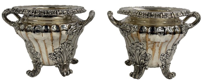 PR OF REGENCY SHEFFIELD PLATED WINE COOLERS C. 1820 IN THE MANNER OF MATTHEW BOULTON