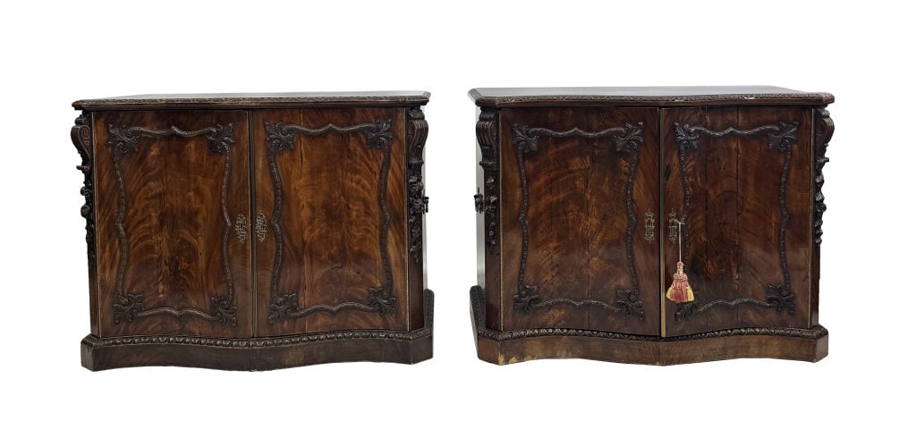 PR OF SERPENTINE FRONT ENG. MAHOGANY CABINETS PROV. CHRISTIES, 2005,  32" X 42" X 21 1/2" (1 of 11)