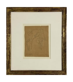 RALPH ALBERT BLAKELOCK, PEN & INK  "MADAROL" TREES (1847 -1919) PROV. VOSE GALLERIES 7 1/2" X 6"