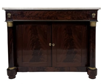 AMERICAN FEDERAL PERIOD MARBLE TOP CABINET, BOSTON C. 1820 32" X 41" X 16 1/2"