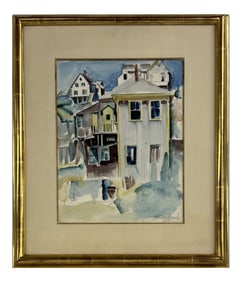 WILLIAM ZORACH, WATERCOLOR "MAINE HOUSES" (1887 - 1968) DATED 1918 & LABELED  15 1/4" X 12 1/4"