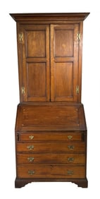 18THC. SOUTHERN SECRETARY WITH EAGLE INLAY & PROSPECT DOOR, PROB. MD OR VA 92 1/2" X 38" X 22 1/2"