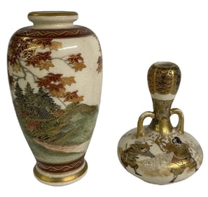 TWO SATSUMA VASES , TALLEST 4 5/8"