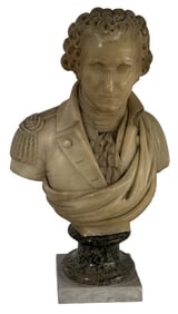 CARVED BUST OF GEN GEORGE WASHINGTON SIGNED GIUSEPPE SPEDOLO, POSS. INSPIRED BY  CERACCI OR CANOVA