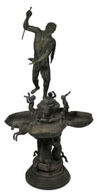 BRONZE GRAND TOUR CENTERPIECE, NEPTUNE SURROUNDED BY MERMEN  SUPPORTED BY CENTAURS 33 3/4" X 17 3/4"