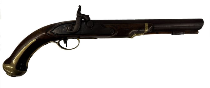 HARPERS FERRY 1807 FLINT LOCK PISTOL, SERIAL # 526 MODEL 1805, CONVERTED TO PERCUSSION CAP , US
