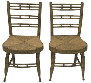 PR OF SHERATON FANCY CHAIRS IN ORIGINAL PAINT GOOD SEATS   33" X 18" X 16" SEAT DEPTH