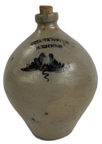 CLARK & FOX, ATHENS 1 GAL OVOID W/ COLBALT DEC. 10 1/2" TALL