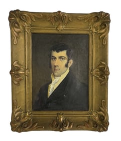 19THC. PORTRAIT OF A GENT, UNSIGNED, OIL / CANVAS 12" X 9"