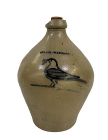 N. CLARK , JR. ATHENS, 1 GAL OVOID W/ COBALT BIRD