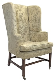 PERIOD HEPPLEWHITE WING BACK CHAIR 47" X 30" X 22"