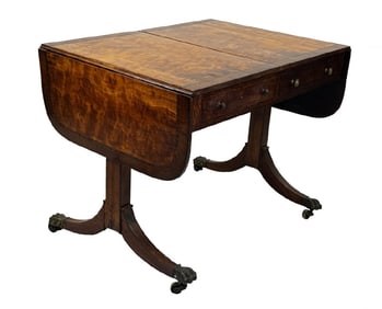 REGENCY PERIOD SATINWOOD BANDED TOP SOFA TABLE 27" TALL X 36" (58 1/2" OPEN) 26 1/2" DEEP