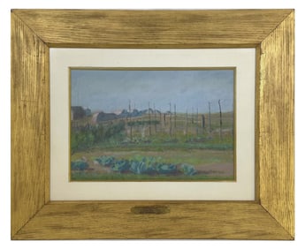 WATERCOLOR BY J. ALDEN WEIR "THE CABBAGE PATCH" (1852 - 1919) 11 1/2" X 16 3/4"