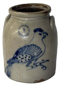 RARE CLARK JR. ATHENS NY  2 GAL BIRD CROCK 11" X 8 1/2"