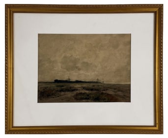 DUTCH LANDSCAPE WATERCOLOR INITIALLED  W??? 9 1/2" X 13" SITE SIZE
