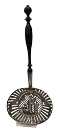 AMERICAN 18THC. SILVER MOTE SPOON (TEA STRAINER) 8 1/4" LONG