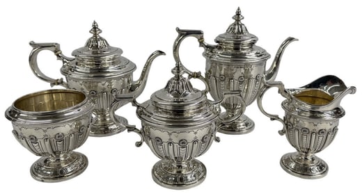 BLACK, STARR & FROST STERLING SILVER TEA SET COFFEE, TEA , SUGAR, CREAMER & WASTE BOWL APPROX.