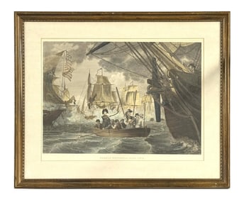 LG FOLIO HAND COLORED, PERRYS VICTORY ON LAKE ERIE ENGRAVED BY LAWSON AFTER T. BIRCH, KENNEDY