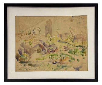 WATERCOLOR BY HAYLEY LEVER "CENTRAL PARK, NYC" 15 1/4" X 19 5/8" SITE SIZE