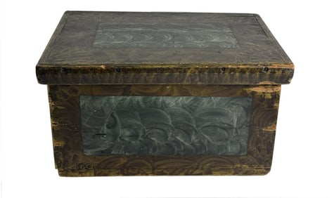 PAINT DECORATED HINGE LID BOX 10" X 14" X 18"