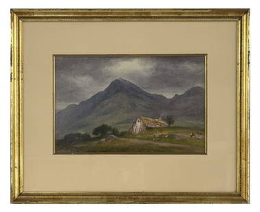 WATERCOLOR SGND J.H. HILL, 1879, LANDSCAPE W/ FARM (JOHN HENRY HILL 1839 -1922) 9" X 13 3/4" SITE: WATERCOLOR SGND J.H. HILL, 1879, LANDSCAPE W/ FARM (JOHN HENRY HILL 1839 -1922) 9" X 13 3/4" SITE SIZE