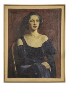 O/C BY EDWARD CHRISTIANA, PORTRAIT OF A MODEL AT PRATT INSTITUTE   34" X 24"
