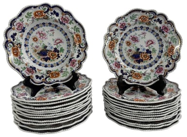 SET OF 12 ENG. STONE CHINA SOUPS & SUPPER PLATES 10 1/2" & 10 3/8"