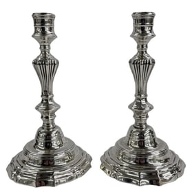 PR OF MID 18THC. FRENCH STERLING SILV CANDLESTICKS APPROX. 36.16 TROY   8 1/2" T & 8 5/8" T